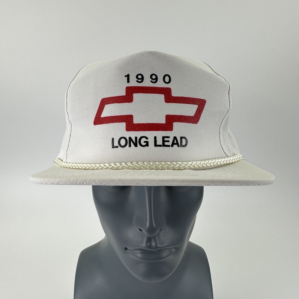 Vintage NOS 1990 Bowtie Long Lead Racing White Rope Hat